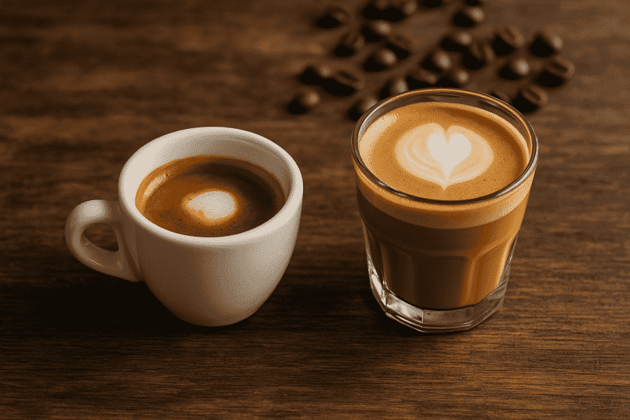 un espresso macchiato et un cortado
