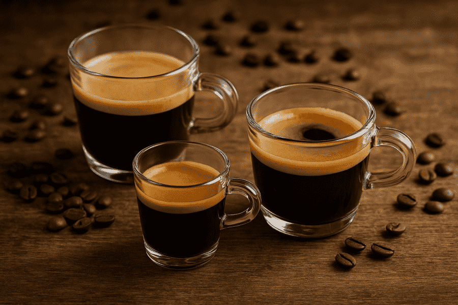 ristretto, espresso et lungo