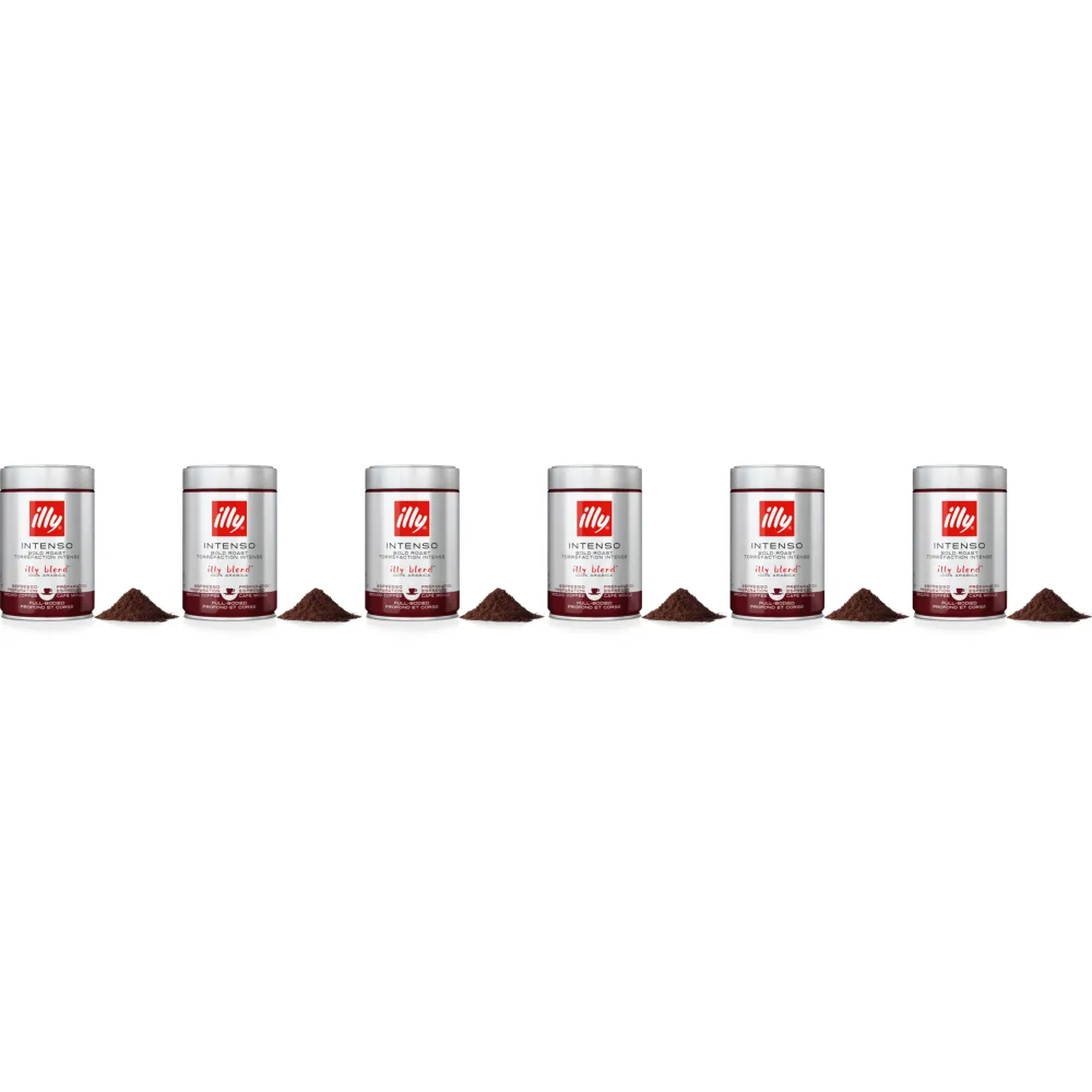 illy Intenso - café moulu - 6 x Dark Roast Black - 250 grammes