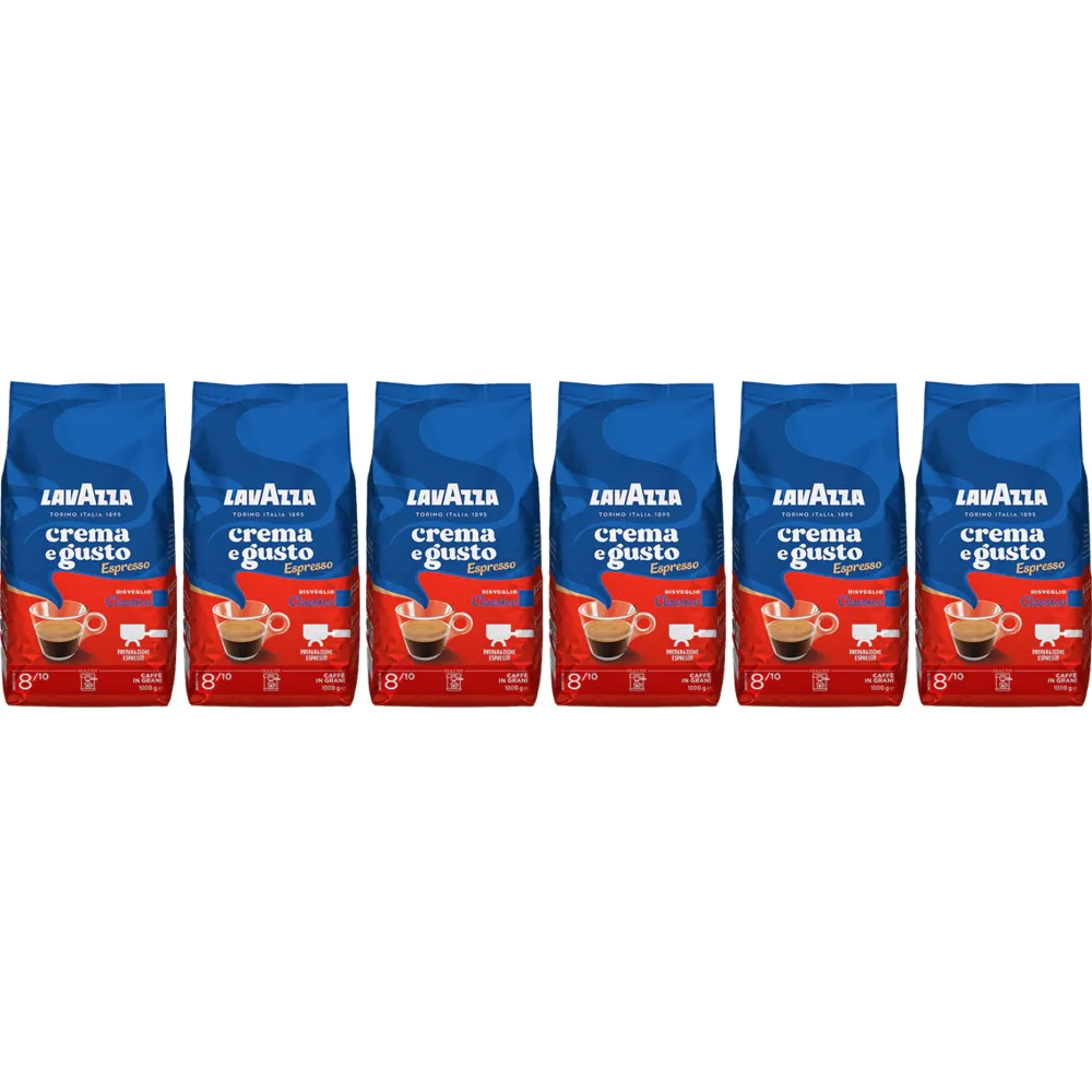 Lavazza Crema e Gusto Espresso Classico - café en grains - 6 x 1 kilo