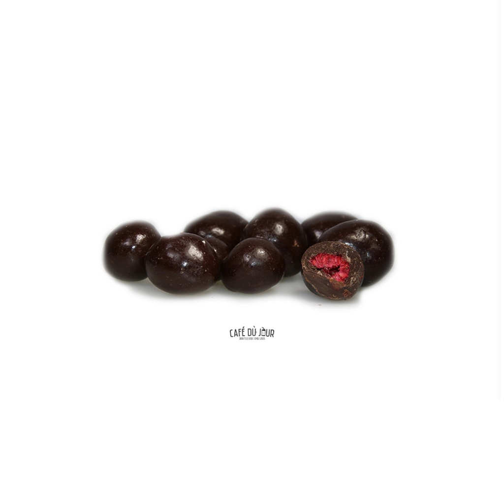 Framboises en chocolat noir 250 grammes