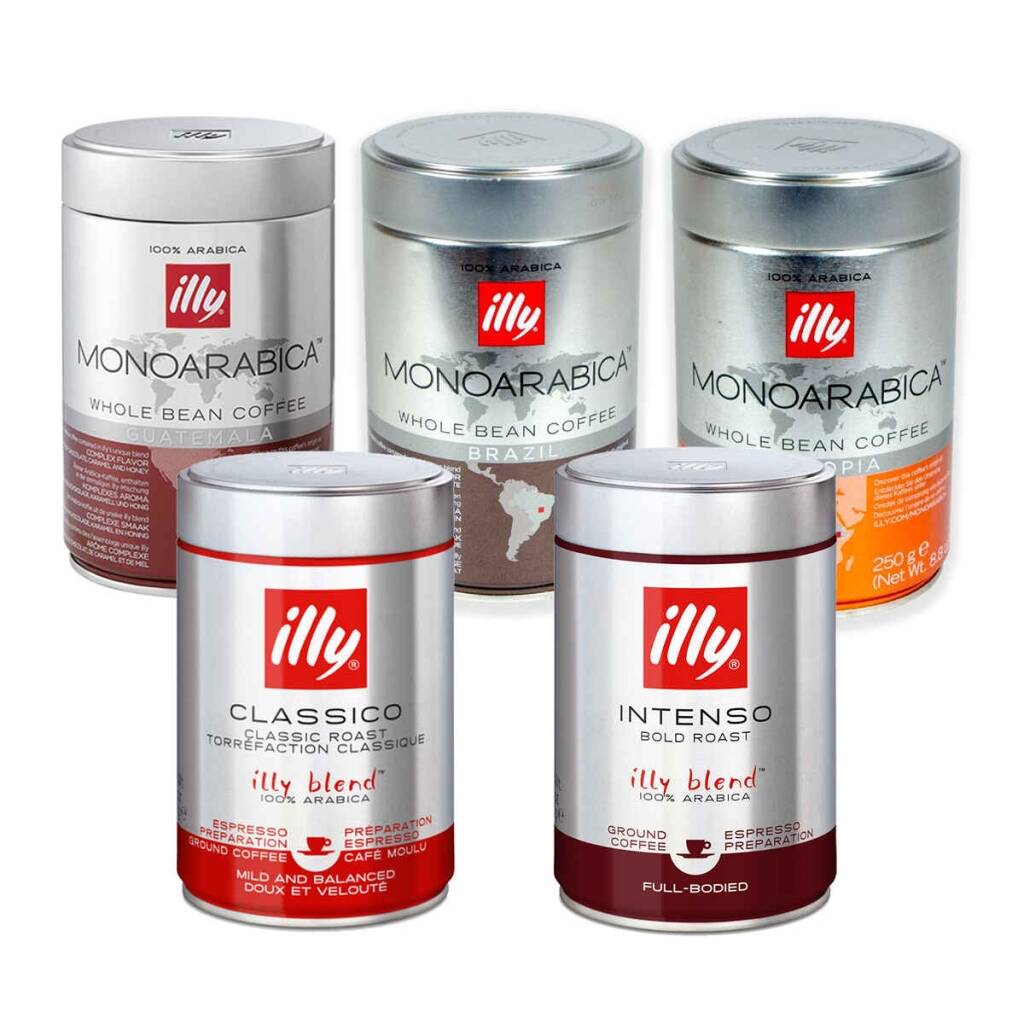 illy paquet d'échantillons - grains de café - 5 x 250 grammes