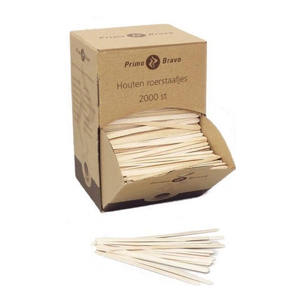 Agitateurs en bois Primo Bravo - 11 centimètres - boîte de 2000 pièces