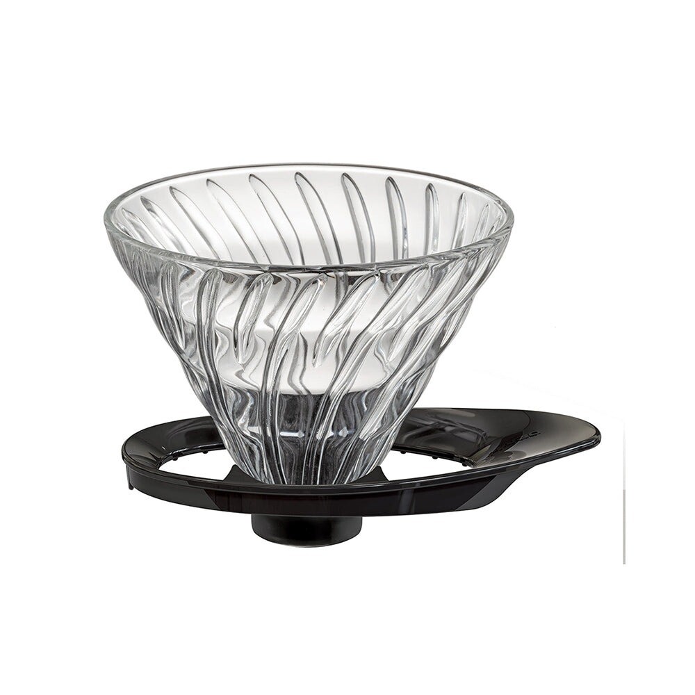 Hario V60 dripper - verre avec support noir, nouveau type - taille 02 (VDGR-02-B)