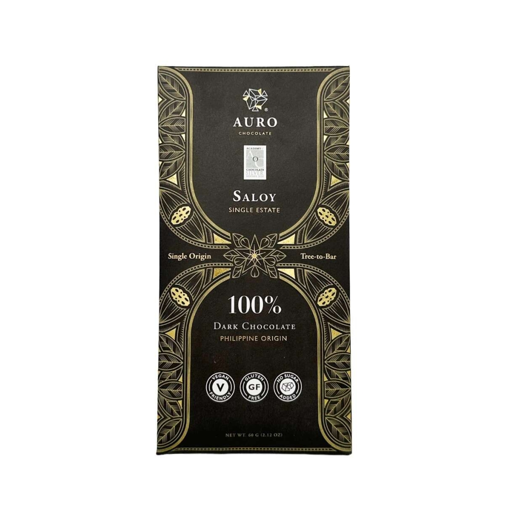 Une tablette de chocolat noir au goût saloy de la marque Auro