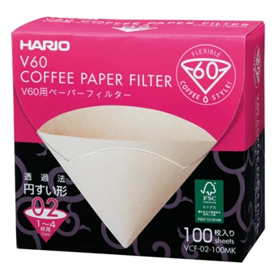 Filtres à café Hario V60 - taille 02, couleur marron (VCF-02-100MK) en boîte - 100 pièces