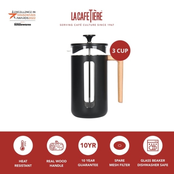 La Cafetière - Pisa Cafetiere Zwart - 3 kops