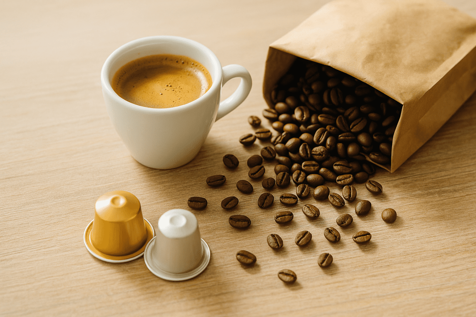 Cups espresso vs. grains frais